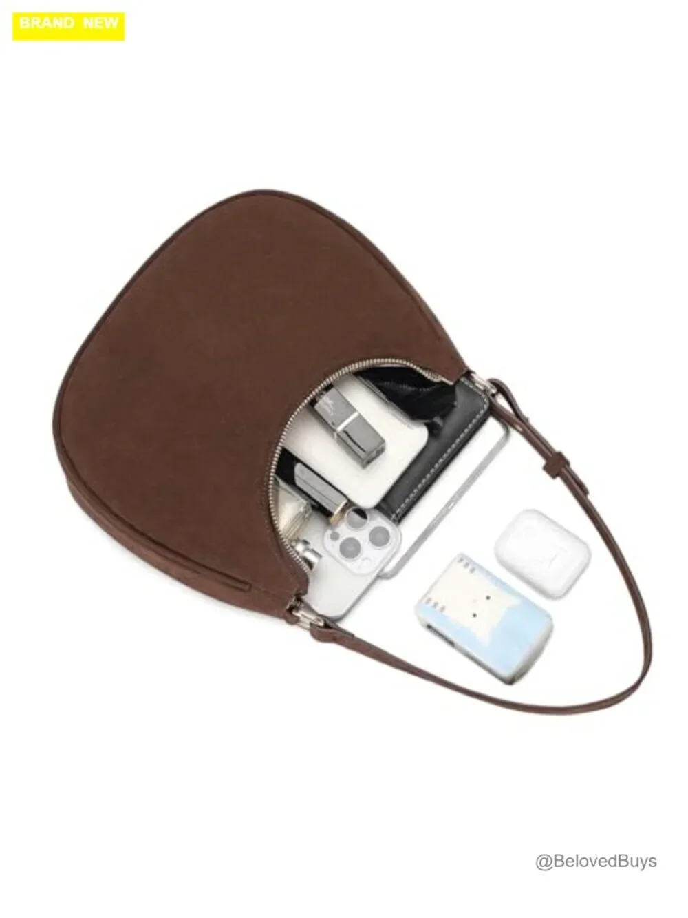 PU Leather Hobo Shoulder Bag with Zipper Closure - Cute Mini Tote Purse
